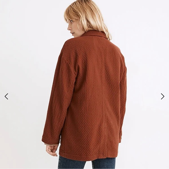 Madewell Diamond Jacquard Shaw Blazer Stained Mahogany Size XS Knit Casual - Picture 2 of 10